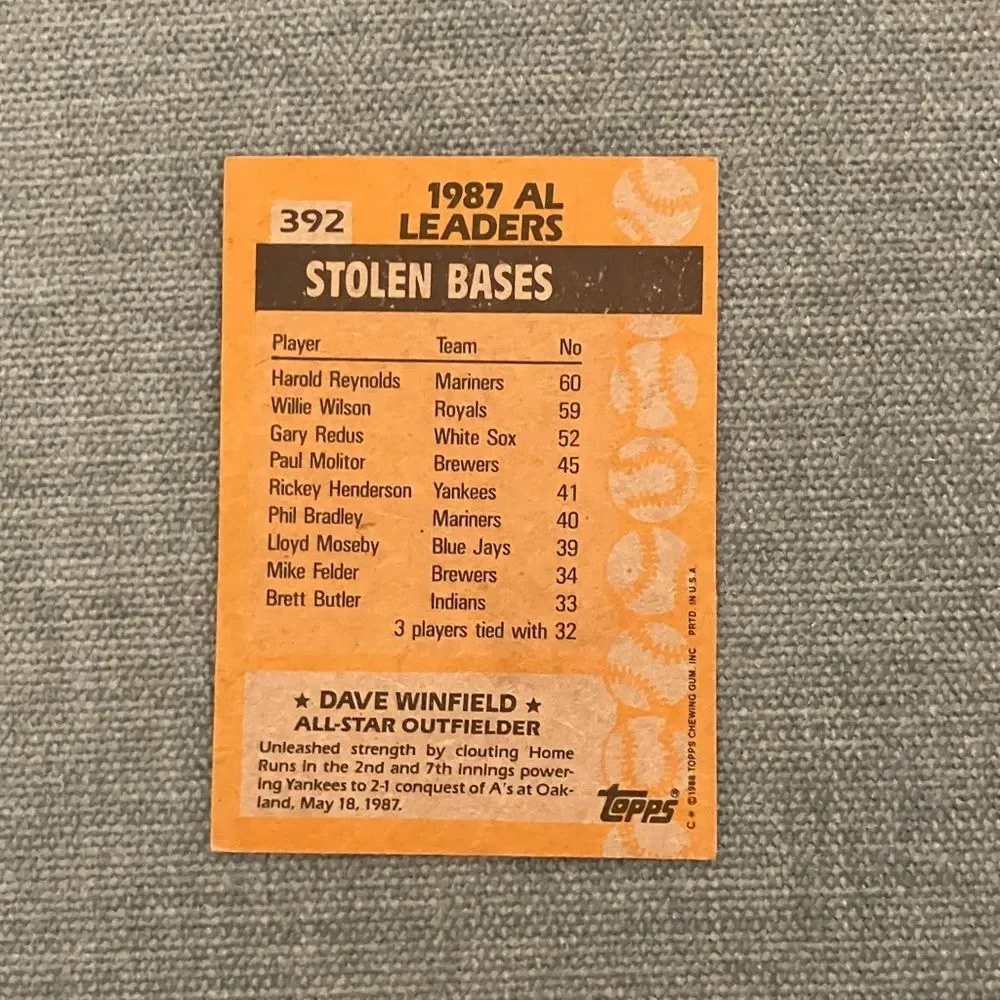 1988 Topps Baseball Card Trading Card